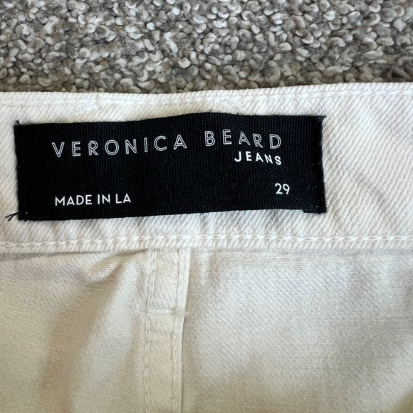 Veronica Beard Cream Charlie Barrel Leg High Rise Jeans, Size 29 - Picture 5 of 10
